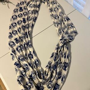 Cato Navy Owl Infinity Scarf on Cream